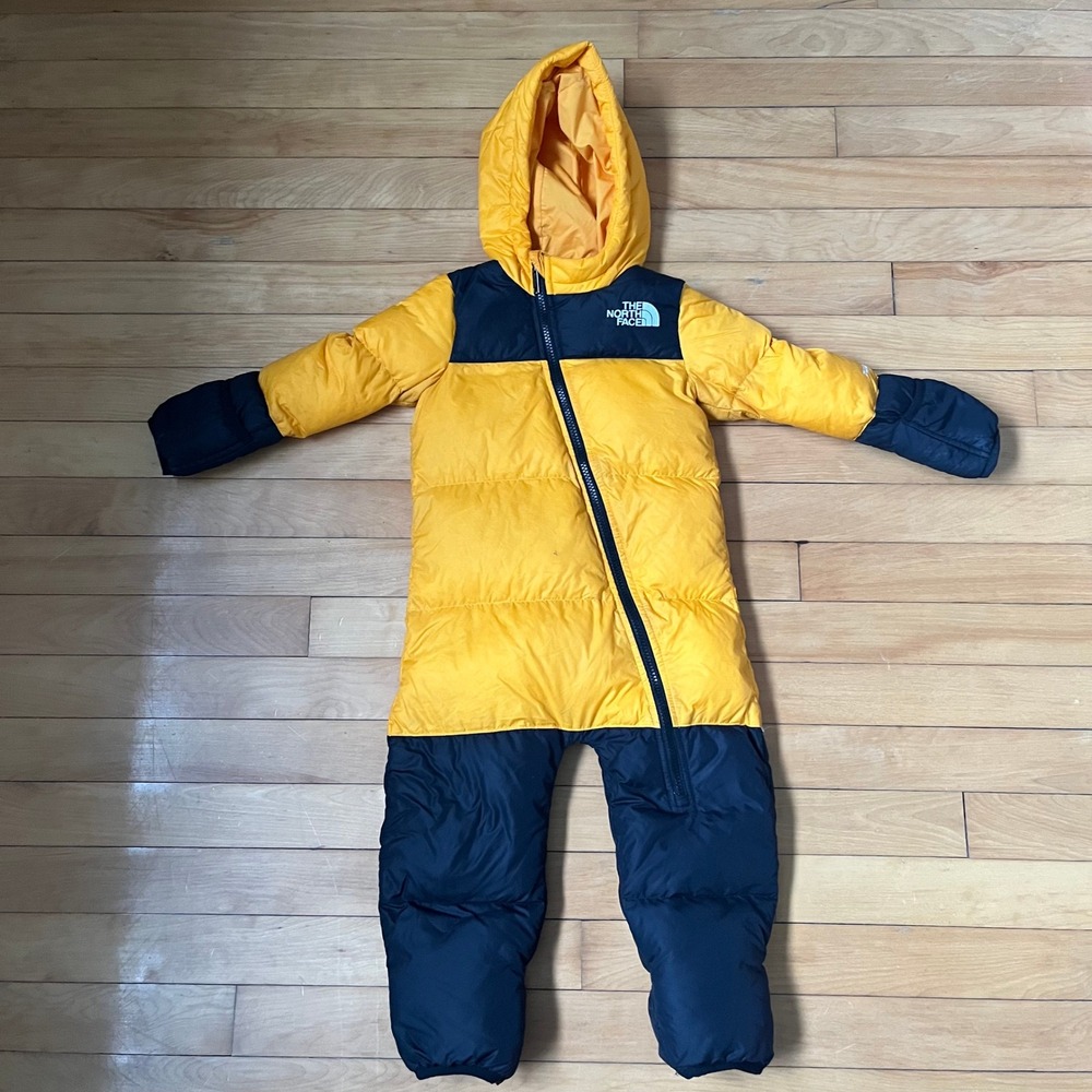 The North Face Nuptse Infant Bunting 700 Down Yellow Black 18-24M Puffer Suit